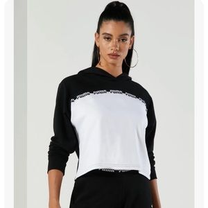 NWT- Puma Women's Black/White Amplified Cropped Logo Hoodie
